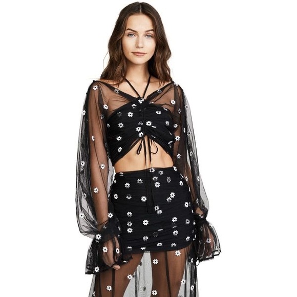 Alice McCall “The One” Black and Floral Rucched Top - Picture 3 of 16